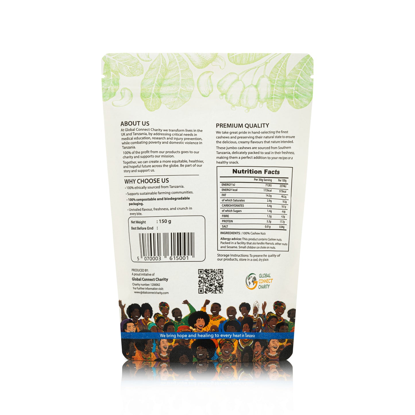 Premium Quality Raw Cashew Nuts 150 g