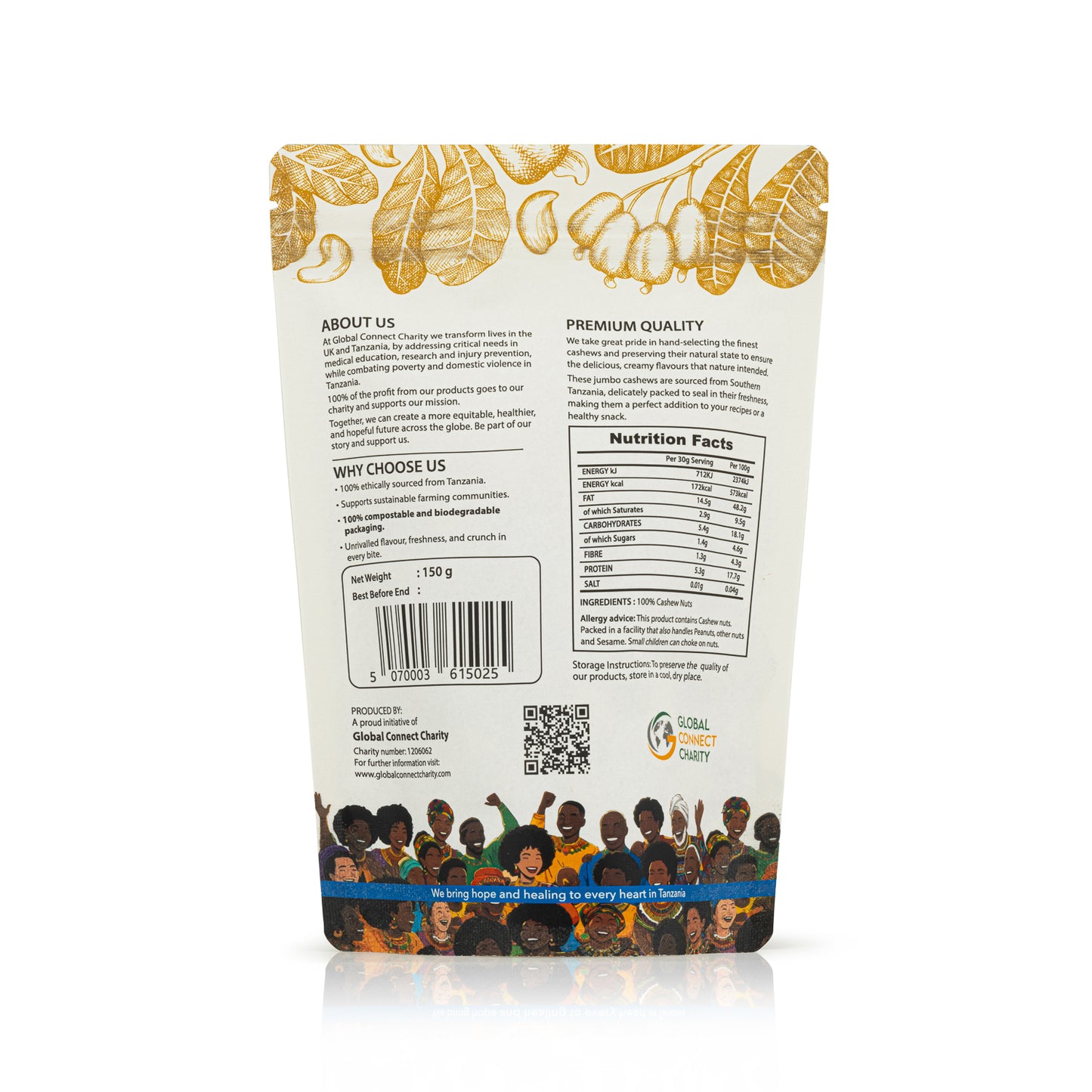 Premium Quality Roasted Cashew Nuts 150g