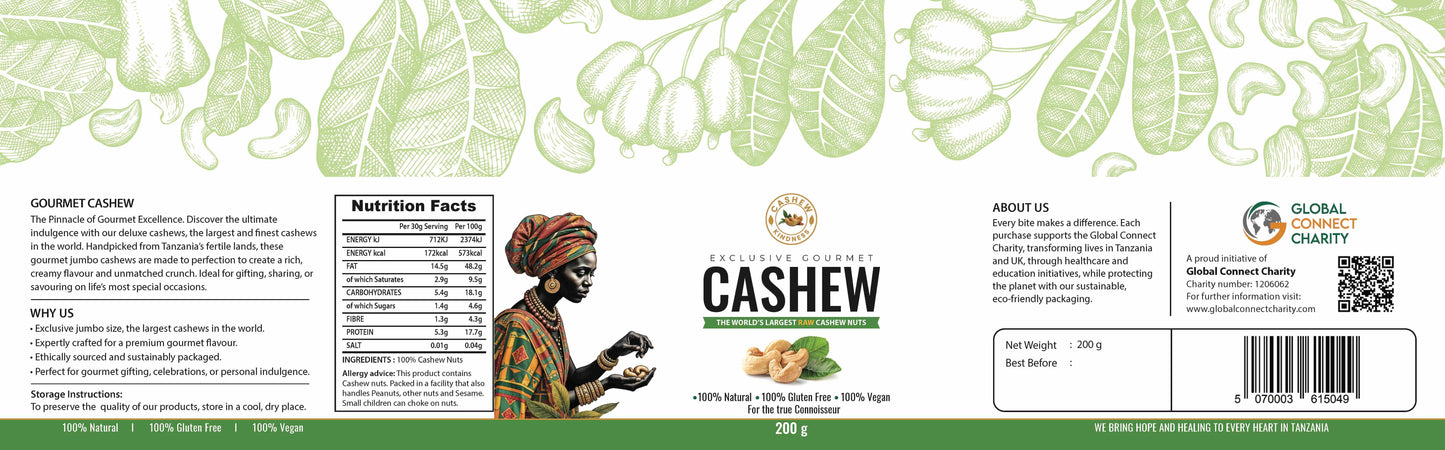 Exclusive Gourmet Quality Raw Cashew Nuts 200g