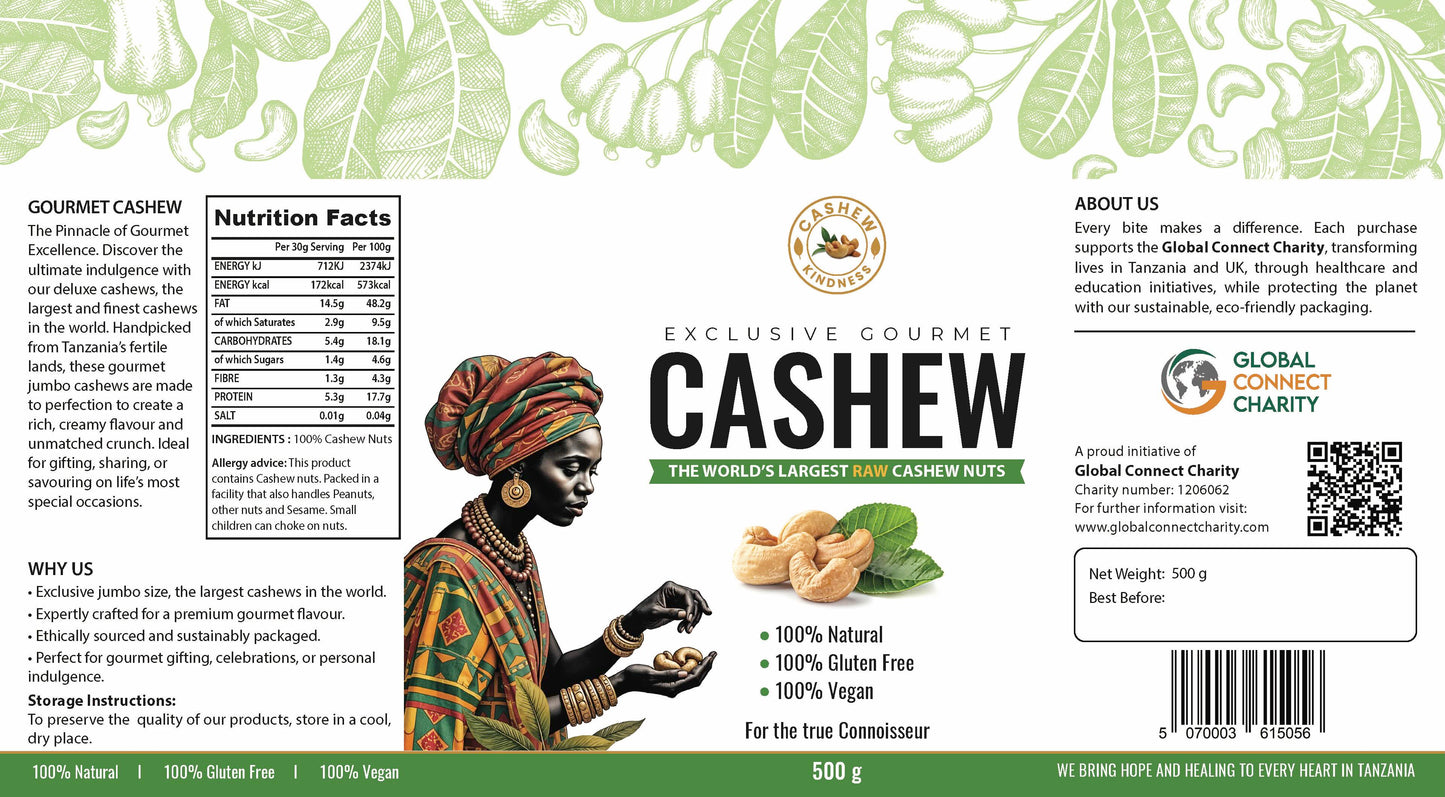 The King’s Harvest – Raw Tanzanian Cashews (500 g Tube)
