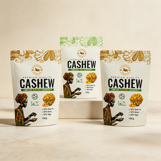 Royal Pantry Trio – Hand-Roasted and Raw Cashews (3×150 g Pouches)